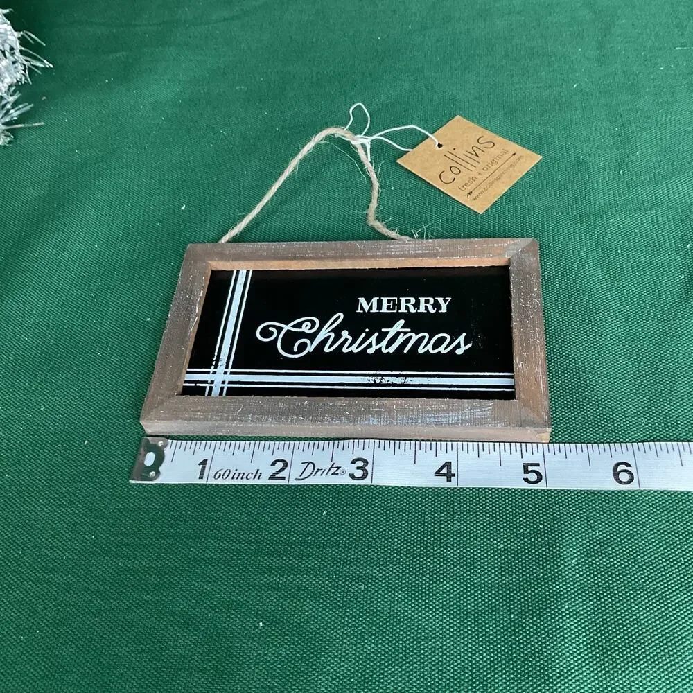 Merry Christmas Framed Chalkboard Style Ornament | Rustic Wooden Tree Decor